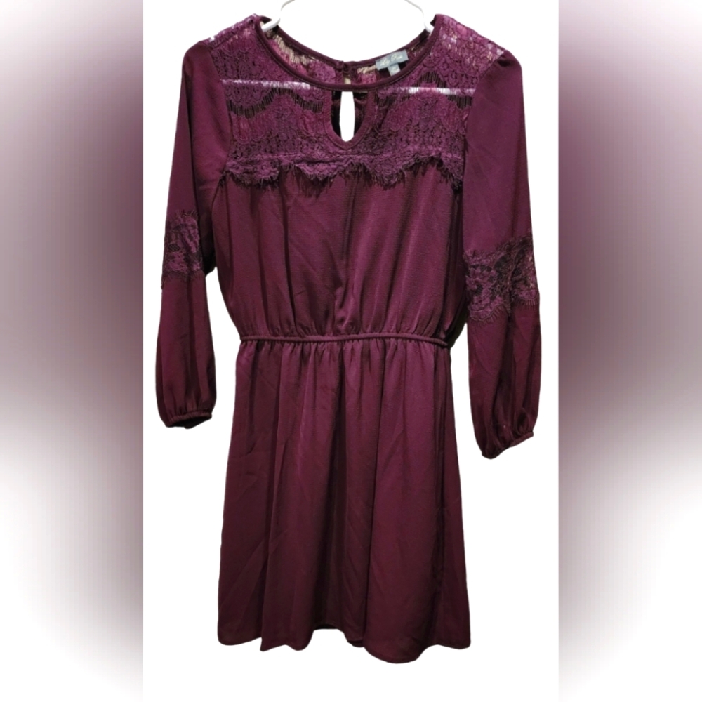 Lily Rose Merlot lace cutout mini dress, size XS